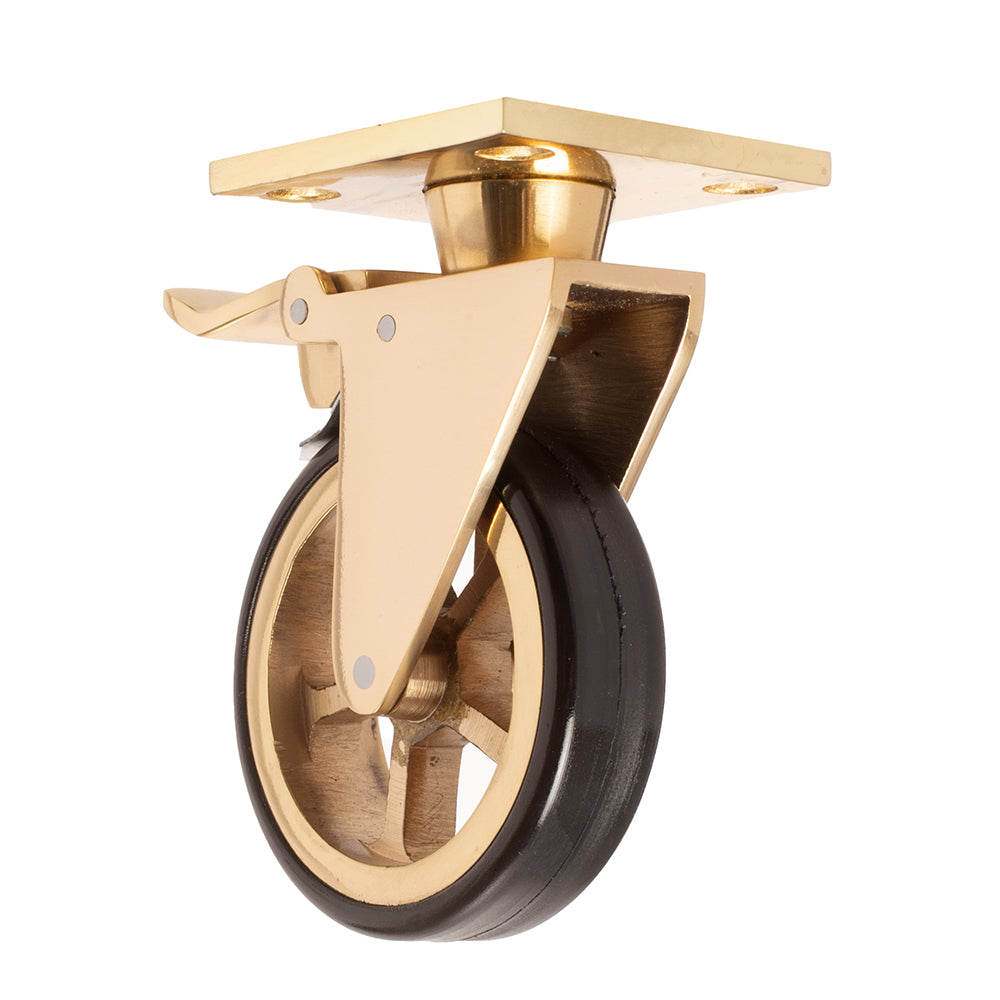 Vintage Brake Castor in Solid Brass – Heritage Components