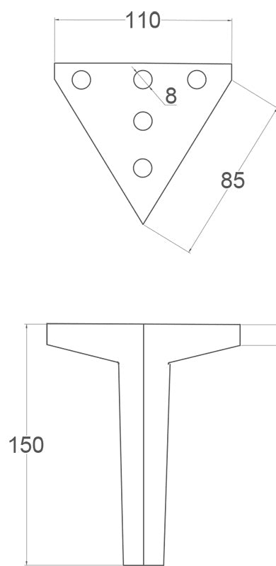 Elba Solid Brass Short Metal Legs 150mm