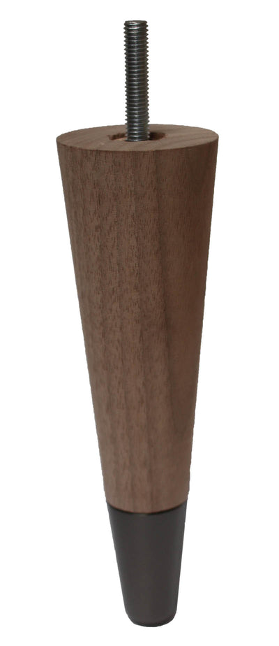 Agata Solid Walnut Tapered Furniture Legs - Raw Finish - Antique Slipper Cups - Set of 4