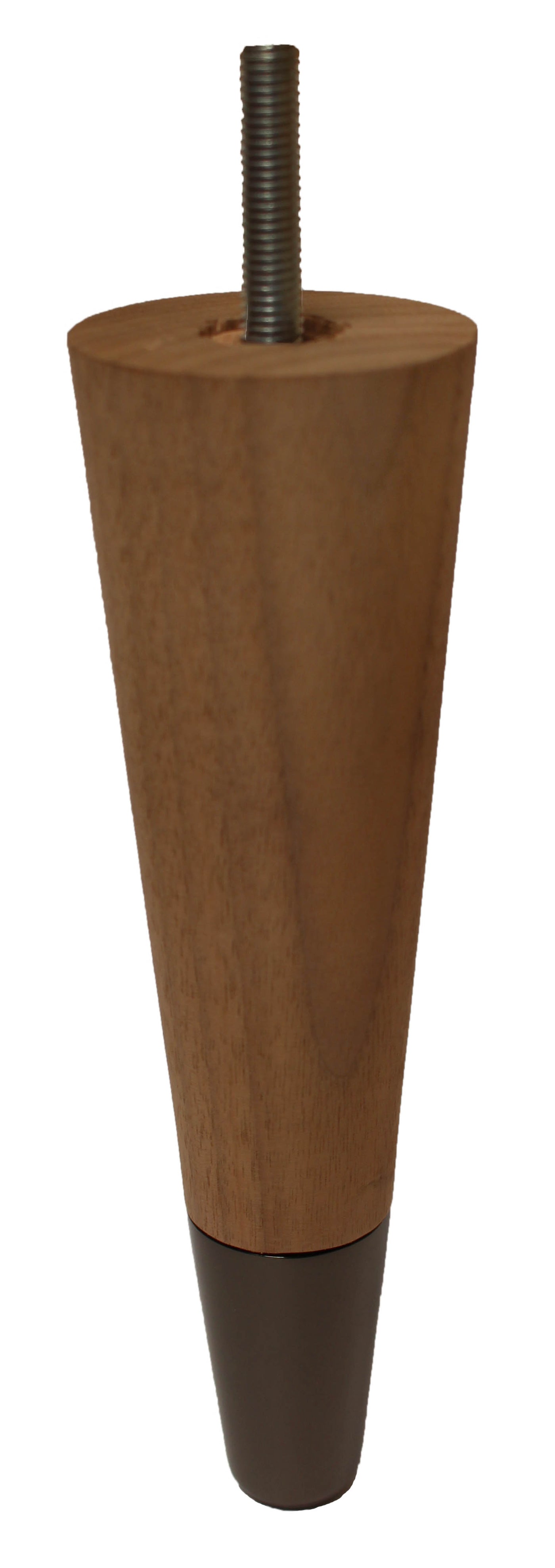 Agata Solid Walnut Tapered Furniture Legs - Raw Finish - Black Chrome Slipper Cups - Set of 4