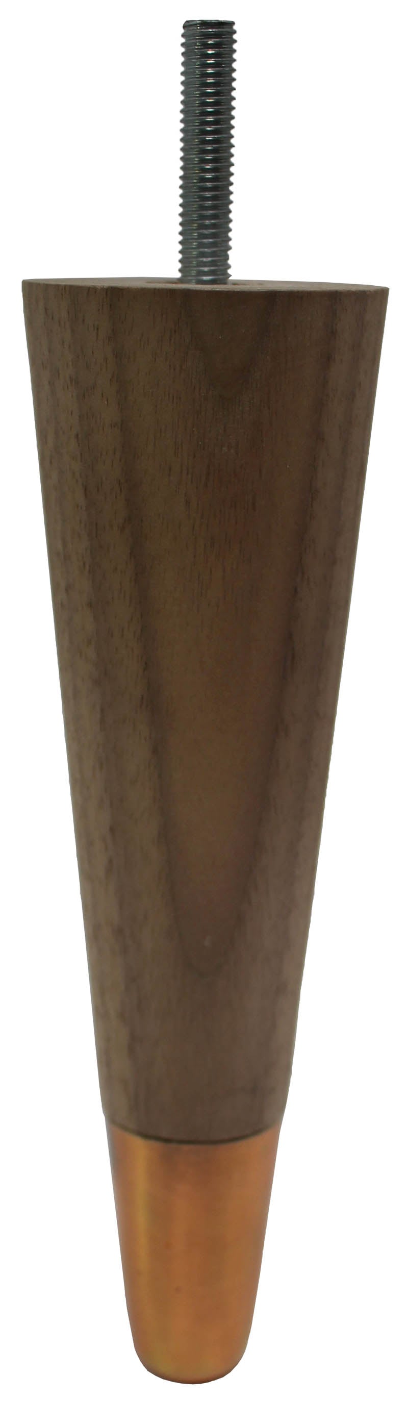 Agata Solid Walnut Tapered Furniture Legs - Raw Finish - Oiled Bronze Slipper Cups - Set of 4