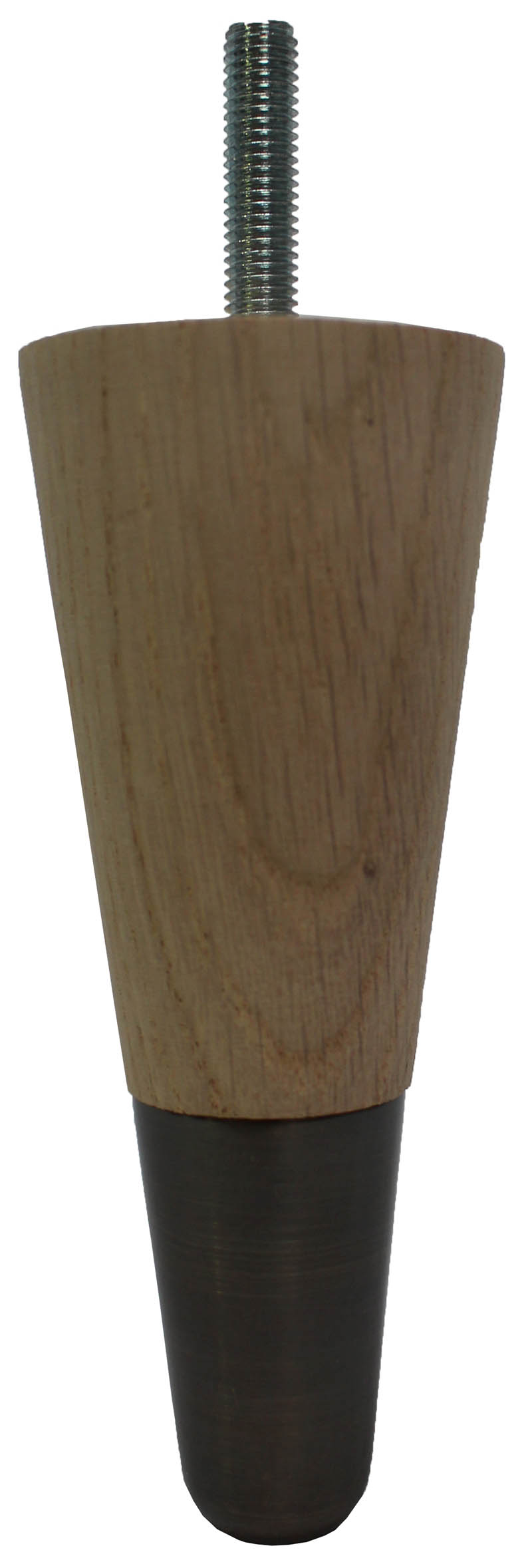 Amaryllis Solid Oak Tapered Furniture Legs - Raw Finish - Antique Slipper Cups - Set of 4