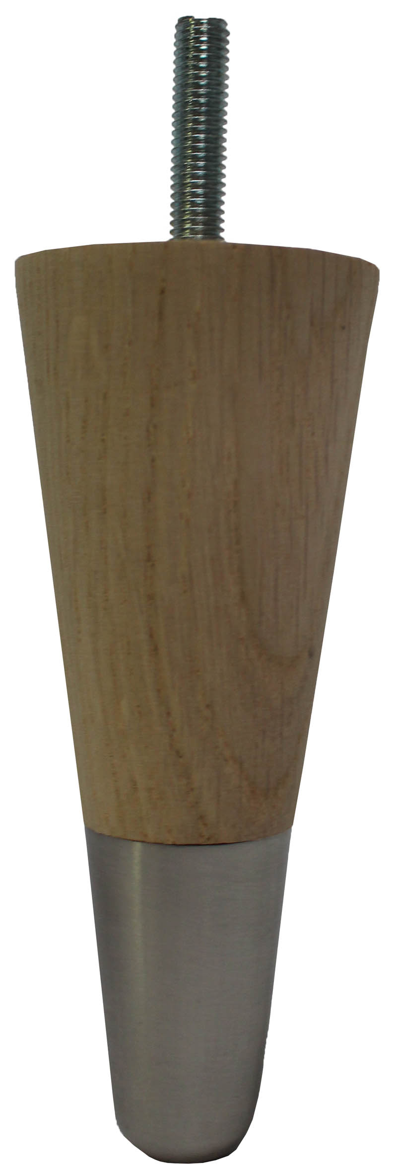 Amaryllis Solid Oak Tapered Furniture Legs - Raw Finish - Brushed Chrome Slipper Cups - Set of 4