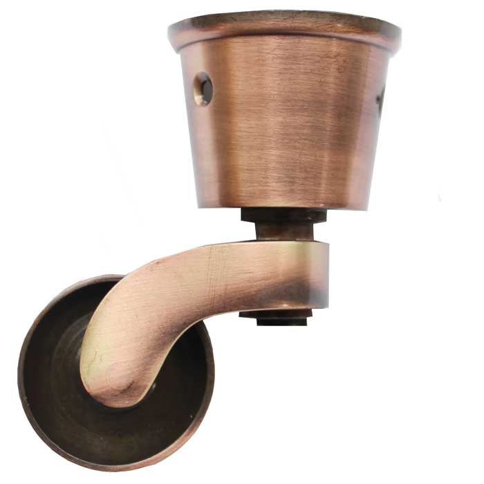 Antique Copper Castor Round Cup  - 1 1/4 Inch (32mm) - Including Screws