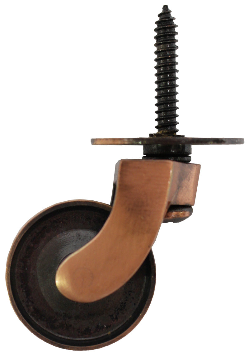Antique Copper Castor Screw Plate - 1 1/2 Inch (38mm) - Including Screws