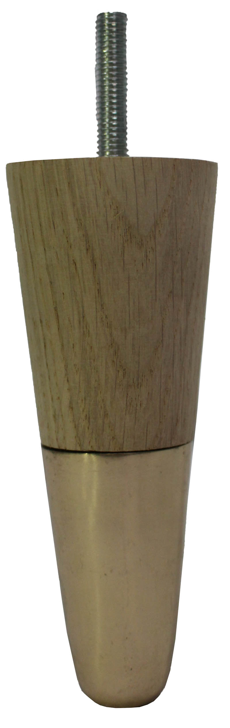 Apple Solid Oak Furniture Legs - Raw Finish - Brass Slipper Cups - Set of 4