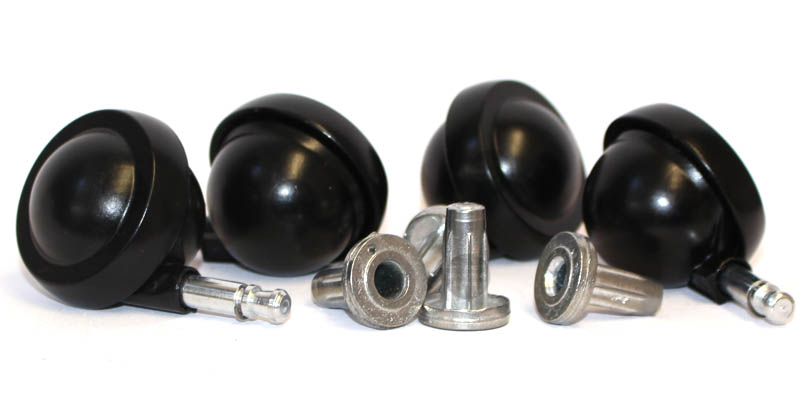 Ball Castors - Black - Thorn Pin with Cast Socket - Set of 4