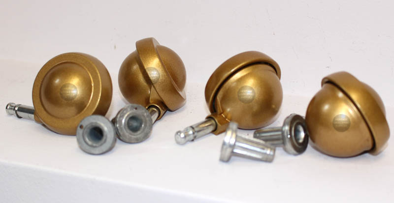 Ball Castors - Gold - Thorn Pin with Cast Socket - Set of 4