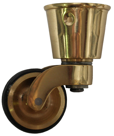Brass Castor Round Cup with Double Rubber Tyre - 1 1/4 Inch (32mm) - Including Screws