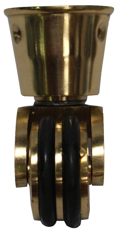 Brass Castor Round Cup with Double Rubber Tyre