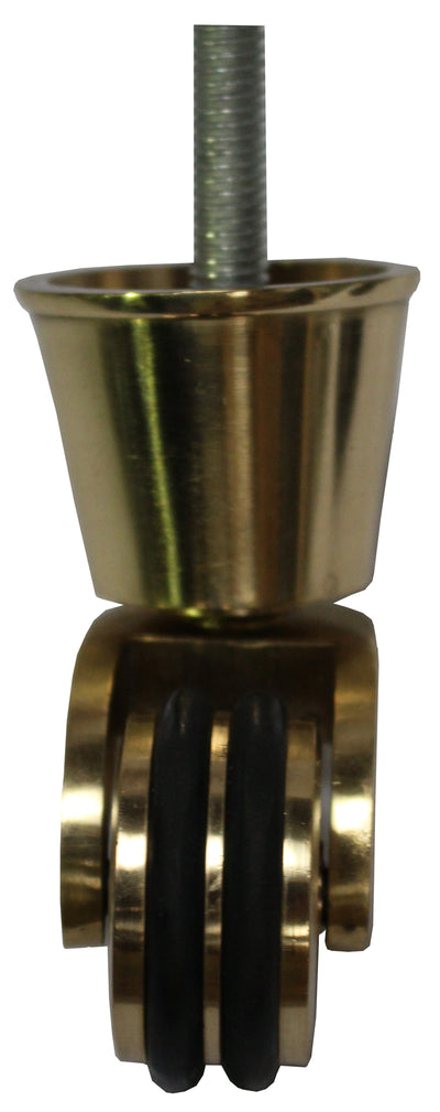 Brass Castor Round Cup with Double Rubber Tyre and Threaded Bolt