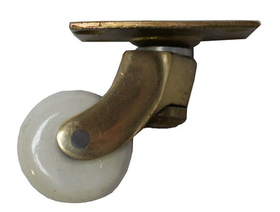 Brass Castor Universal Plate with White Ceramic Wheel - 1 Inch (25mm) - Including Screws