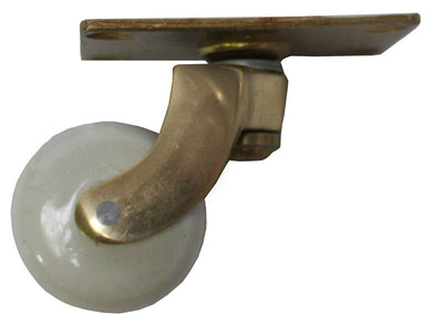 Brass Castor Universal Plate with White Ceramic Wheel - 1 1/4 Inch (32mm) - Including Screws