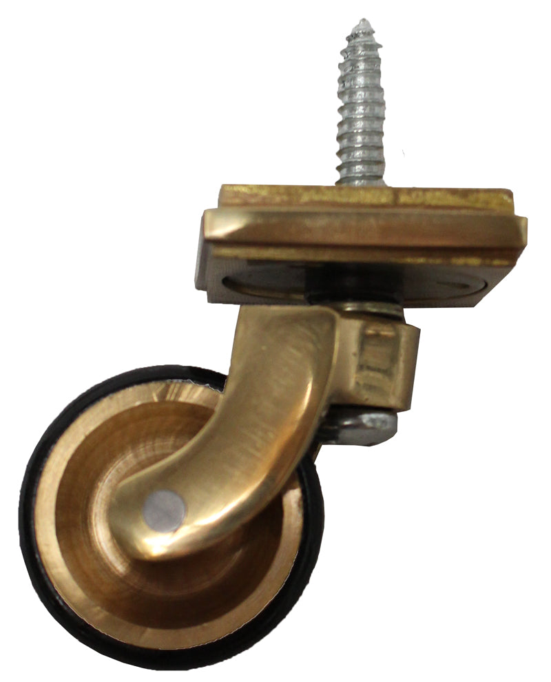 Brass Screw Castor with Double Rubber Tyre and Square Embellisher 32mm