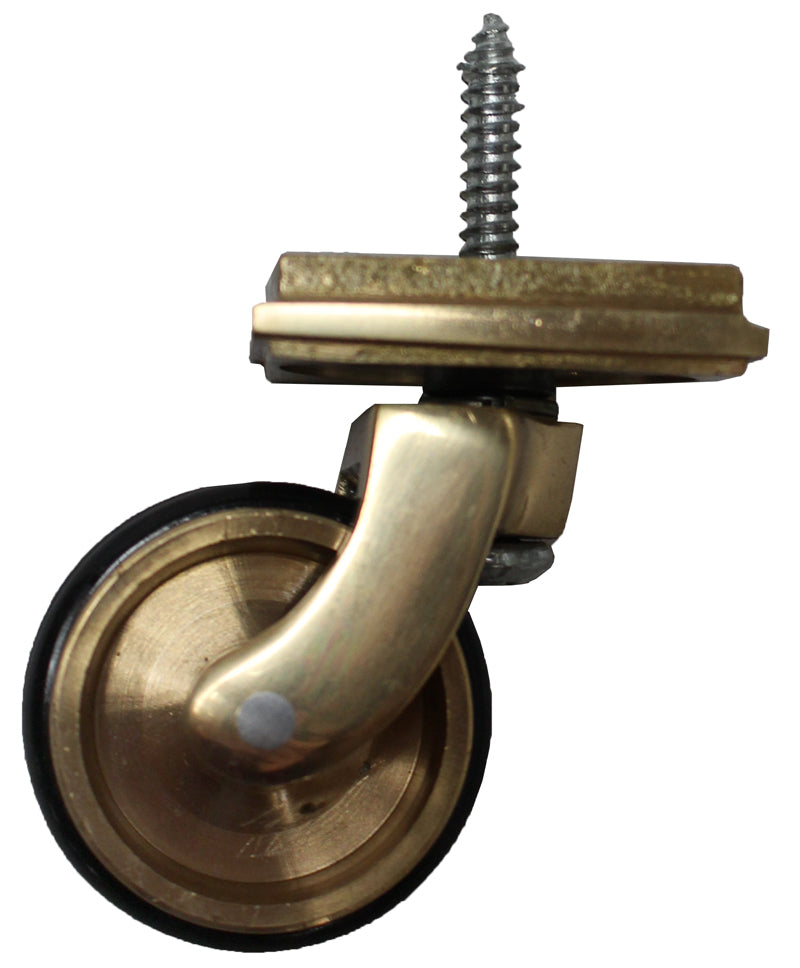 Brass Screw Castor with Double Rubber Tyre and Square Embellisher 38mm