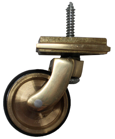 Brass Screw Castor with Double Rubber Tyre and Square Embellisher 38mm
