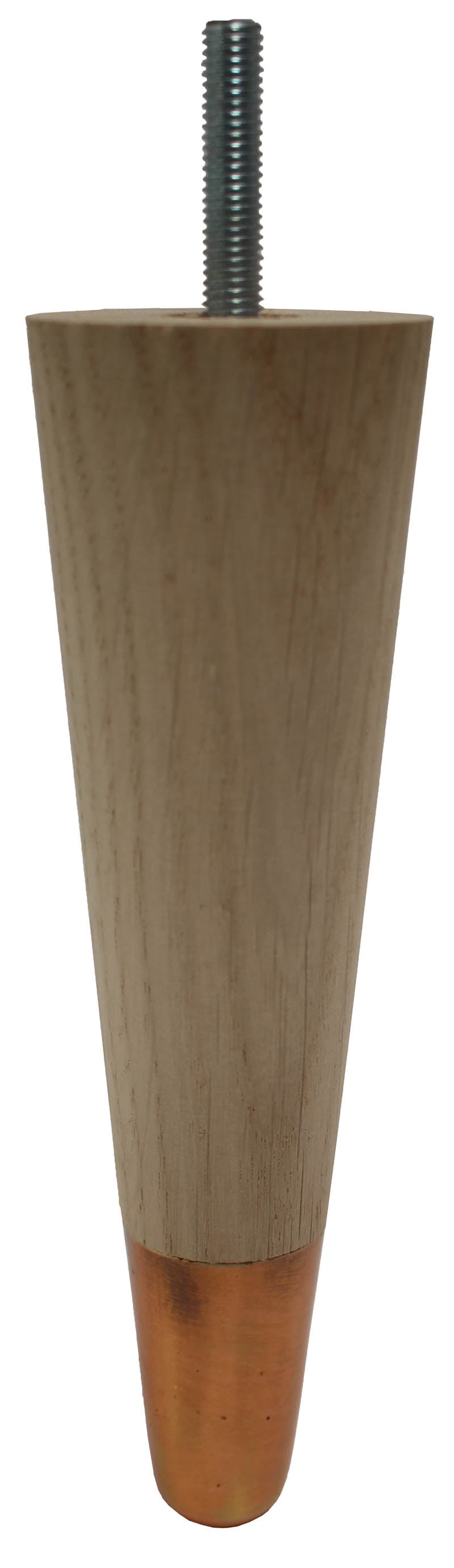 Carin Solid Oak Tapered Furniture Legs - Raw Finish - Oiled Bronze Slipper Cups - Set of 4