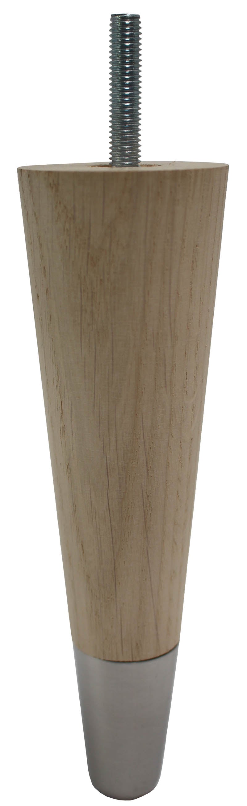 Carin Solid Oak Tapered Furniture Legs - Raw Finish - Satin Slipper Cups - Set of 4