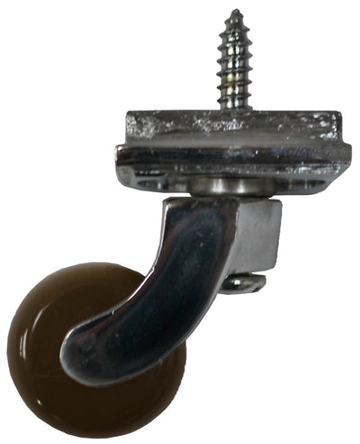 Chrome Screw Castor with Brown Ceramic Wheel and Square Embellisher 25mm