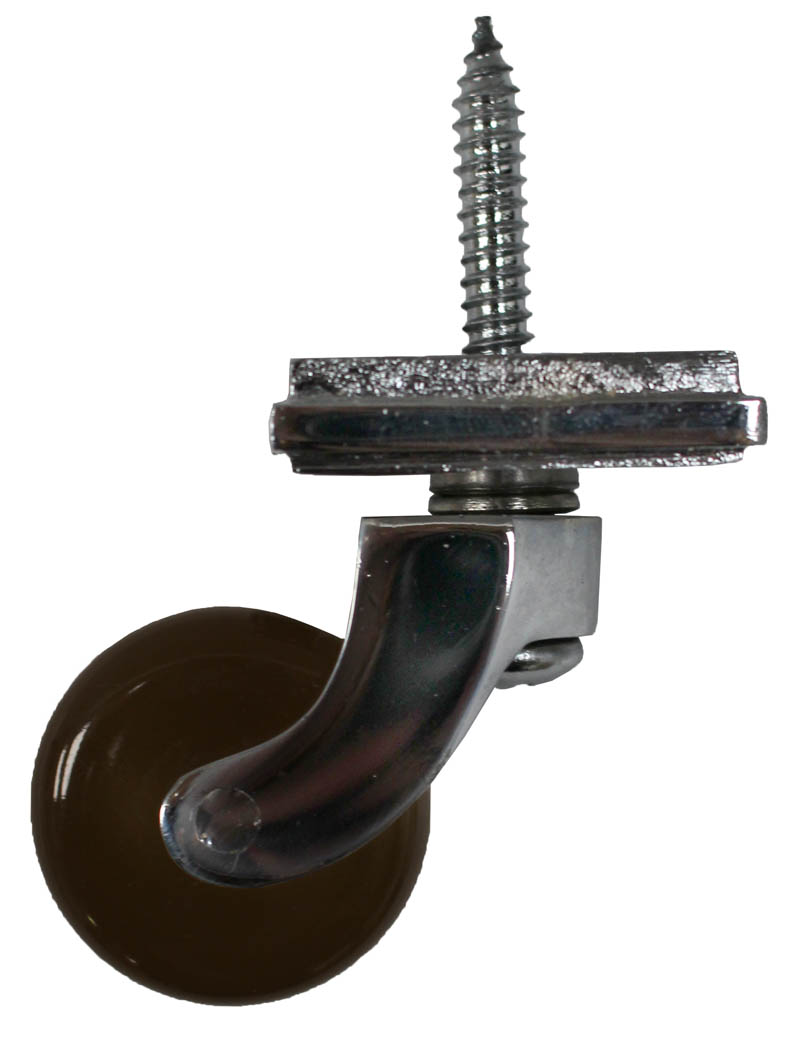 Chrome Screw Castor with Brown Ceramic Wheel and Square Embellisher 32mm