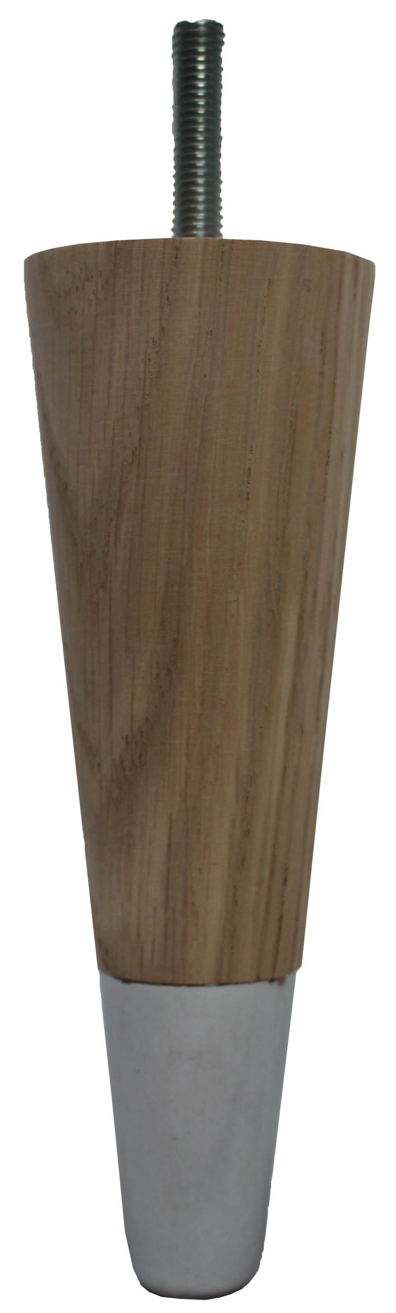 Heather Solid Oak Tapered Furniture Legs - Raw Finish - Chrome Slipper Cups - Set of 4
