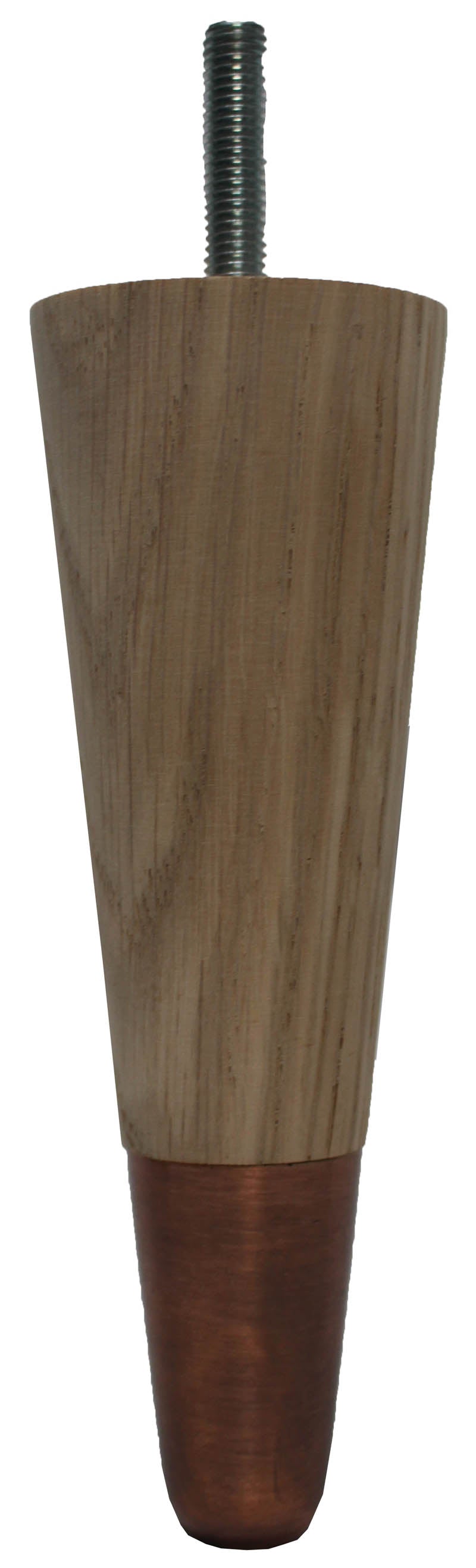 Heather Solid Oak Tapered Furniture Legs - Raw Finish - Oiled Bronze Slipper Cups - Set of 4