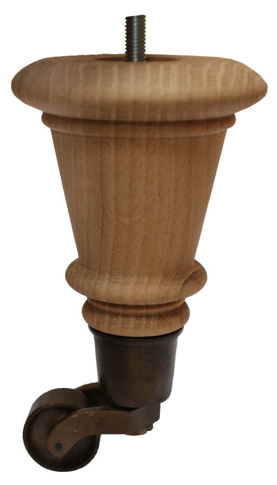 Kim Solid Oak Elegant Wooden Legs - Raw Finish - Antique Castor - Set of 2