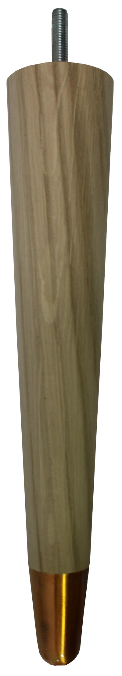 Liva Solid Oak Tapered Furniture Legs - Raw Finish - Oiled Bronze Slipper Cups - Set of 4
