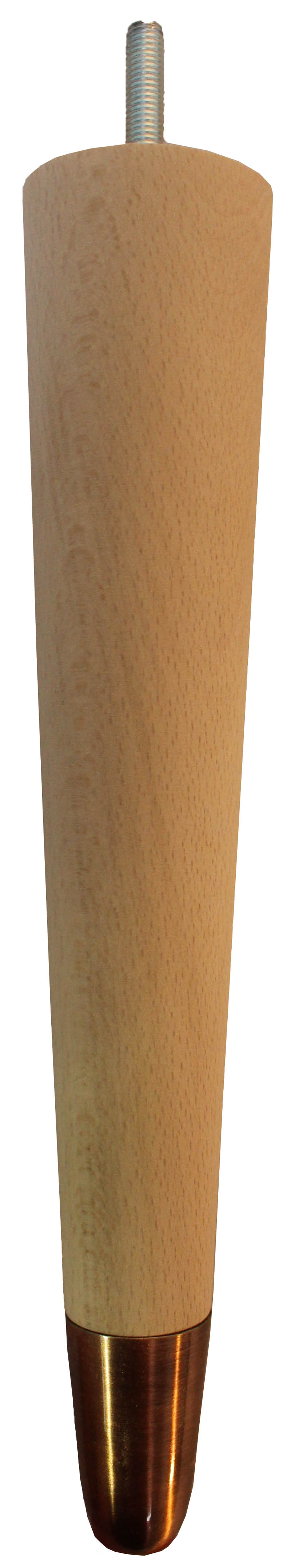 Nina Tapered Furniture Legs - Raw Finish - Oiled Bronze Slipper Cups - Set of 4