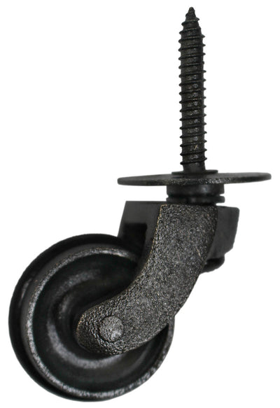 Pewter Castor Screw Plate with Rubber Tyre - 1 1/4 Inch (32mm) - Including Screws