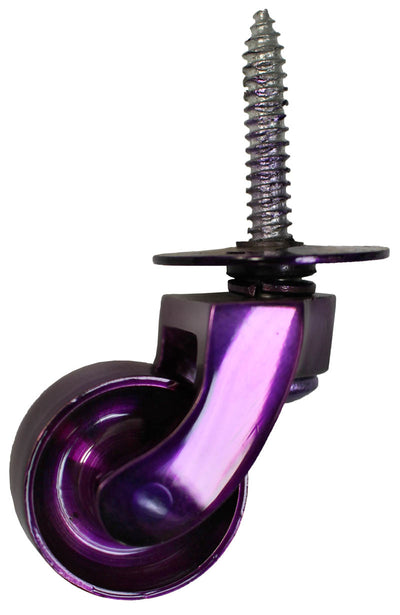 Purple Brass Castor Screw Plate - 1 1/4 Inch (32mm) - Including Screws