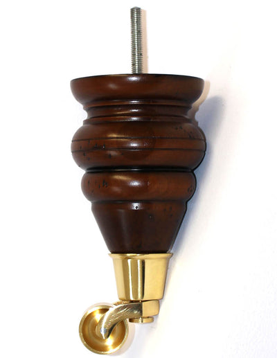 Sienna Wooden Legs - Antique Brown Finish - Brass Castor - Set of 2