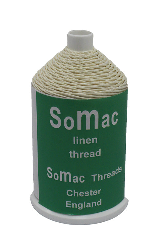 Somac Linen Slipping Thread for Upholstery - White/Brown - 50g Reel