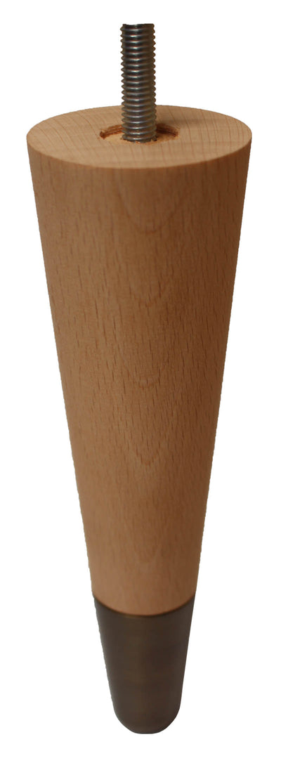 Sonia Solid Beech Tapered Furniture Legs - Raw Finish - Antique Slipper Cups - Set of 4