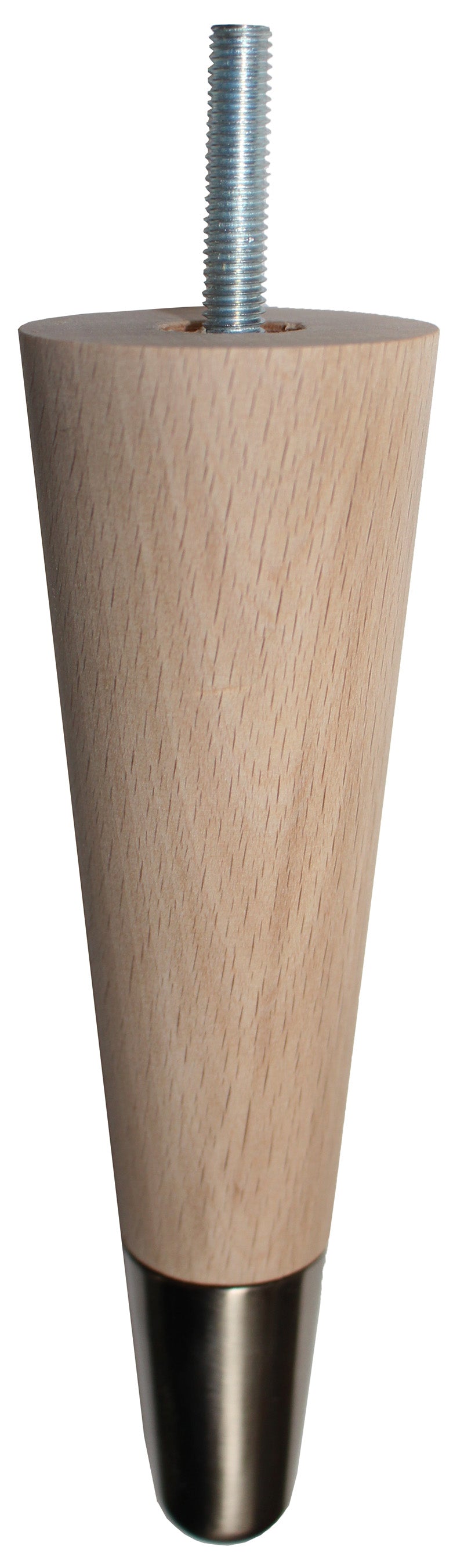 Sonia Solid Beech Tapered Furniture Legs - Raw Finish - Satin Slipper Cups - Set of 4