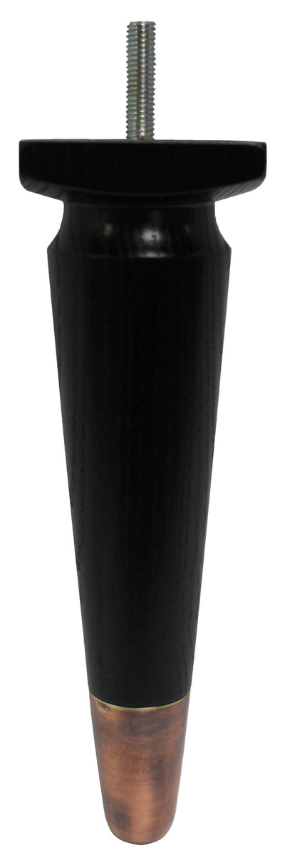 Tia Furniture Legs - Ash Black Finish - Antique Copper Slipper Cups - Set of 4