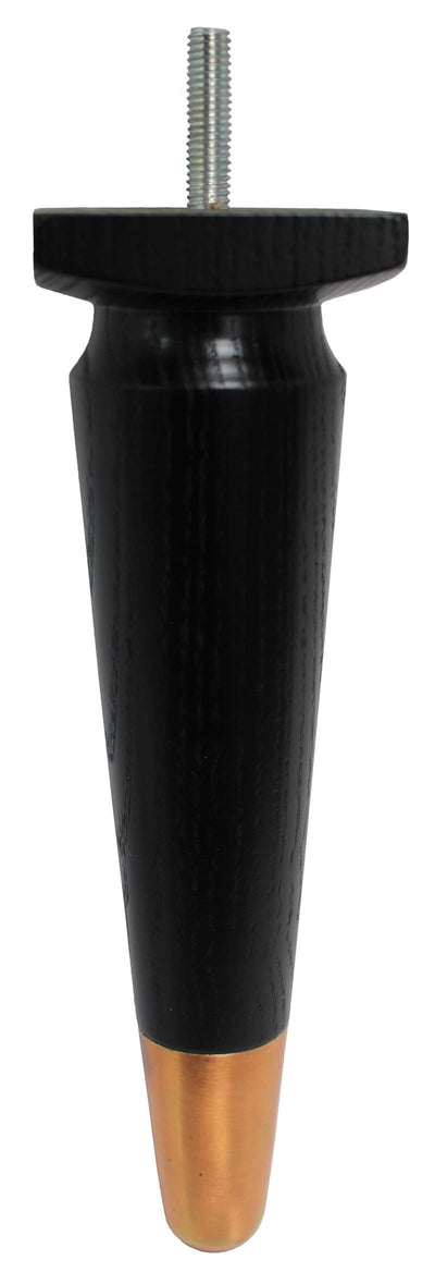 Tia Furniture Legs - Ash Black Finish - Oiled Bronze Slipper Cups - Set of 4